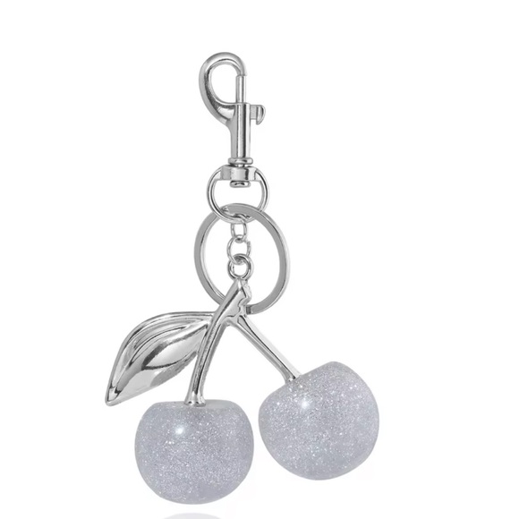 Silver Cherry 🍒 Bag Charm, Keychain with Silver Accents - Picture 1 of 1
